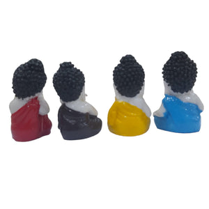 Baby Buddha Monk with Hair Set 4 Piece For Home and Shop Decorative Showpiece - 7 cm