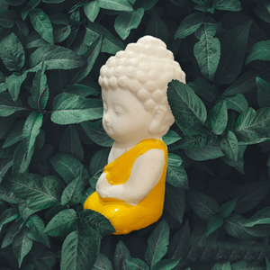 Child Buddha Yellow Color for Car Dashboard, Gift Item and for Decorative Showpiece - 8 cm (Polyresin)