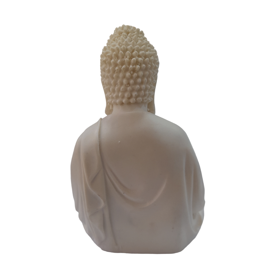 Buddha White Color for Car Dashboard, Gift Item and for Decorative Showpiece - 12 cm (Polyresin)