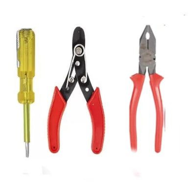 Multi Hand Tool Kit 3 Pc. - Combination Plier, Wire Cutter, Tester Power & Hand Tool Kit-ht47