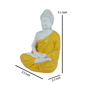 Buddha Yellow Color for Car Dashboard, Gift Item and for Decorative Showpiece - 12 cm (Polyresin)