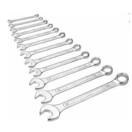 Combo Of Double Sided 12 Pc Combination Wrench Spanner Set And Long Screwdriver Long Handle Size:6 x 200 mm Screwdriver Hand Tool Kit-ht48
