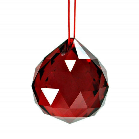 Fengshui Red Crystal Hanging Ball for Good Luck & Prosperity - 40 mm
