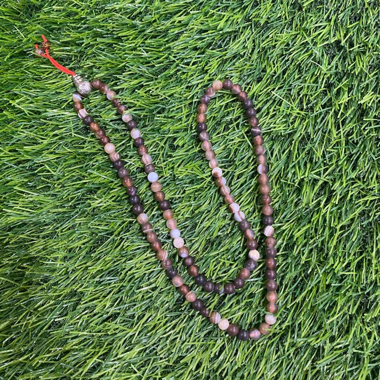 Botswana Agate / Sulemani Hakik Jaap Mala Rosery for Pooja and Astrology (108+1 Beads; Bead Size : 6 mm)