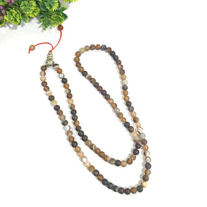 Botswana Agate / Sulemani Hakik Jaap Mala Rosery for Pooja and Astrology (108+1 Beads; Bead Size : 6 mm)