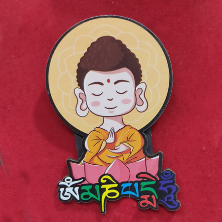 Meditating Buddha Om Mani Padme Hum Wooden Fridge Magnet Souvenir Indian