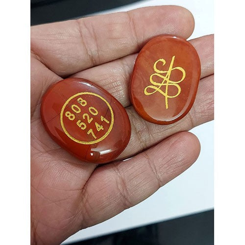 Natural Carnelian Zibu Symbols Crystal Stone Money Switch Word Zibu Coin Cabochon Oval Shape Feng Shui Money Coin for Energy, Manifestation & Good luch