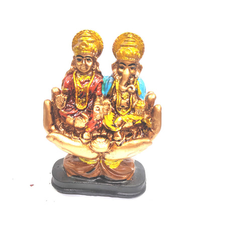 Goddess Lakshmi Ganesha Statue Poly Resin Lakshmi Ganesha Statues Idol Sculpture Lord Ganesha Laxmi Murti for Diwali Pooja, Home Decor, Gifting LG2