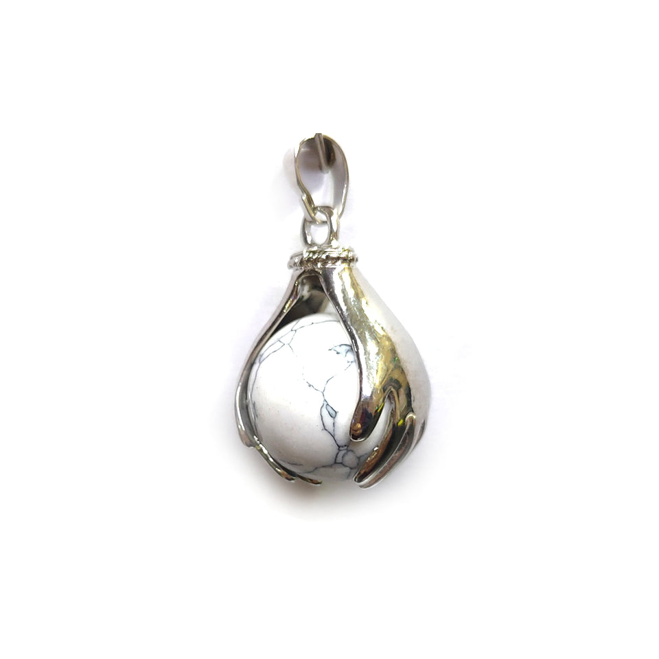 Natural Howlite Crystal Hand And Ball Shaped Men & Women Pendant For Reiki Healing