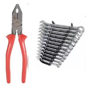 Hand Toolkit Combo - Combination Plier Hand Tools And 12 pcs Long Combination Spanner Set-ht4