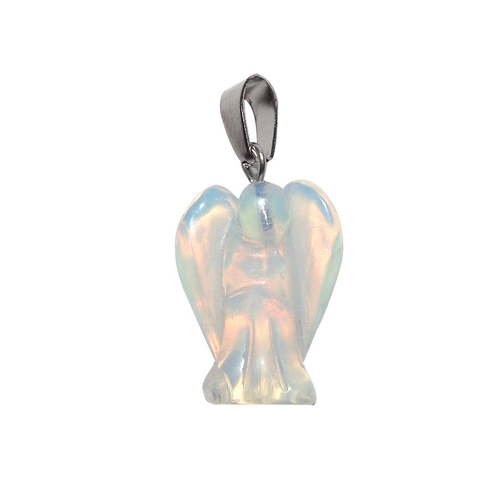 Opalite Angel Lucky Angel Pendant for Reiki Therapy Natural Crystal Stone Handcrafted Size 1 Inch approx.