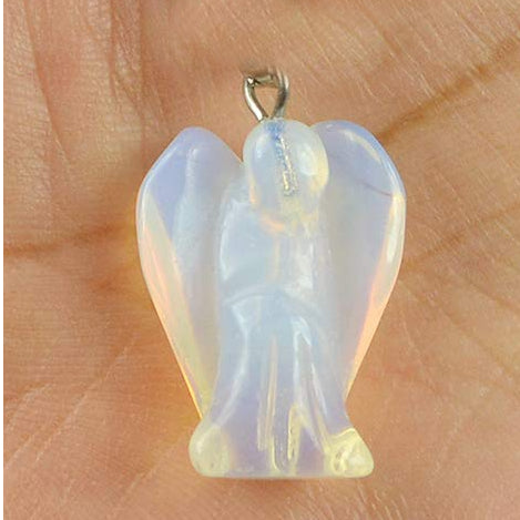 Opalite Angel Lucky Angel Pendant for Reiki Therapy Natural Crystal Stone Handcrafted Size 1 Inch approx.