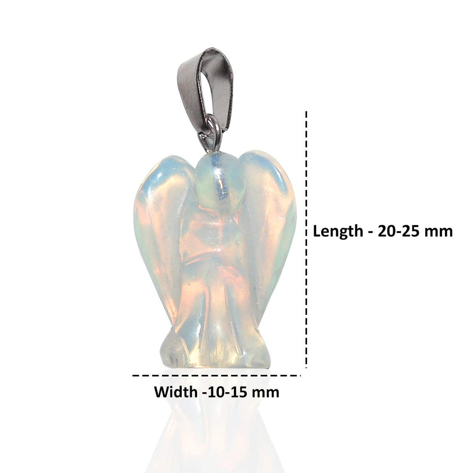 Opalite Angel Lucky Angel Pendant for Reiki Therapy Natural Crystal Stone Handcrafted Size 1 Inch approx.
