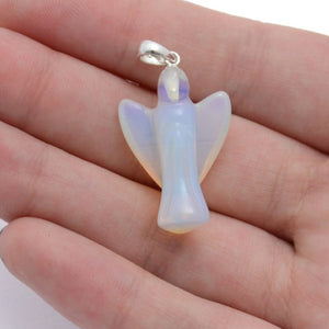 Opalite Angel Lucky Angel Pendant for Reiki Therapy Natural Crystal Stone Handcrafted Size 1 Inch approx.