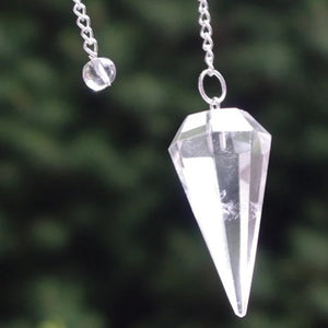 Natural Clear Quartz Crystal Pendulum Faceted Point Gemstone Reiki Healing Pendulums for Dowsing Scrying Reiki Puja & Crystal Healing
