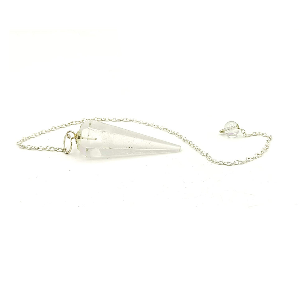 Natural Clear Quartz Crystal Pendulum Faceted Point Gemstone Reiki Healing Pendulums for Dowsing Scrying Reiki Puja & Crystal Healing