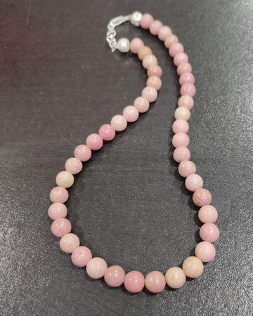 Rhodochrosite Crystal Round Beads Necklace 15 Inches 8mm Beads Semi precious Rhodochrosite Mala