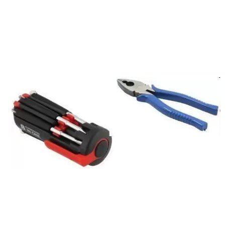 Household Utility Combo 8 in 1 led screwdriver with Combination Plier combo Hand Tool Kit