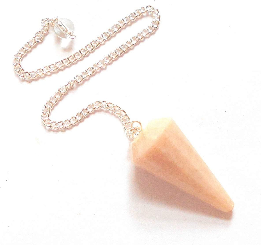 Natural Peach Moonstone Pendulum Faceted Point Gemstone Reiki Healing Pendulums for Dowsing Scrying Reiki Puja & Crystal Healing