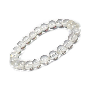 Natural Reiki Healing Spathic Clear Quartz Crystal Stone 8 mm Beads Charm Bracelet for Men and Women