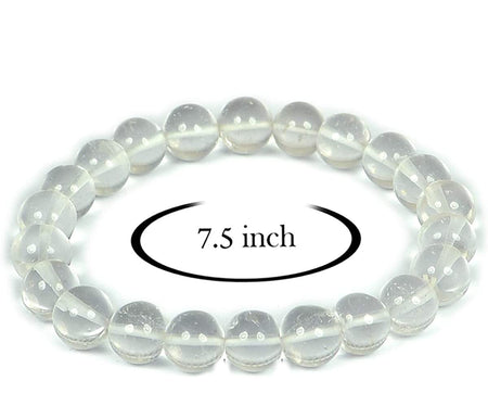 Natural Reiki Healing Spathic Clear Quartz Crystal Stone 8 mm Beads Charm Bracelet for Men and Women