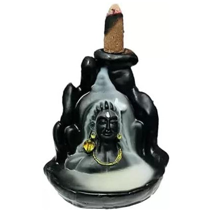 Adiyogi Smoke Fountain at Home Backflow Decorative Showpiece with 10 Cones Polyresin Incense Holder