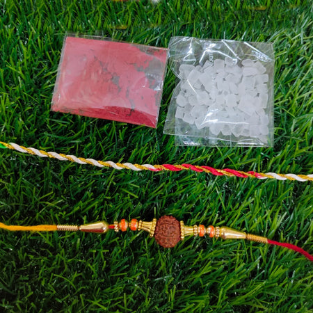 Rudraksha Rakhi Traditional Raksha bandhan combo - Beautiful Rakhi