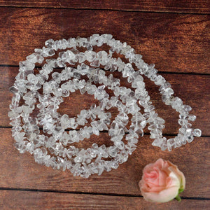 Quartz Crystal Gemstone Mala Necklace Natural Crystal Stone Chip Bead AAA Quality Mala for Reiki Healing & Crystal Healing Stone for Unisex
