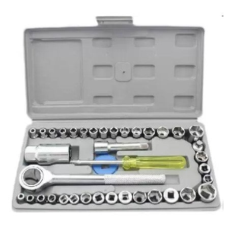 Hand Tool Combo 40 pcs Multi purpose Combination Socket  and Screw Driver Set With Line Tester 8 Bits -HT62