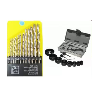 Wood Hole Saw Cutting Set 11pc Metal Alloys  +13 pcs HSS drill bit and wood drill bit and masonry drill bit-ht67