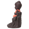 Meditating Monk Buddha Smoke Backflow Fountain Cone Incense Holder Decorative Showpiece with Free 10 Smoke Backflow Scented Cone Incense (Orange)