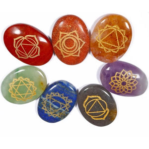 Reiki Chakra Palm Stones Seven Chakra Stones 7 Chakra Palm Stones Healing Chakra Crystals for Meditation & Healing, Set of 7 Palm Stones