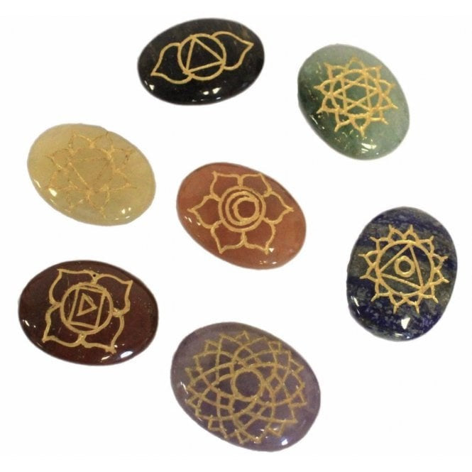 Reiki Chakra Palm Stones Seven Chakra Stones 7 Chakra Palm Stones Healing Chakra Crystals for Meditation & Healing, Set of 7 Palm Stones