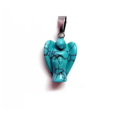 Blue Turquoise Angel Lucky Angel Pendant for Reiki Therapy Natural Crystal Stone Handcrafted Size 1 Inch approx.