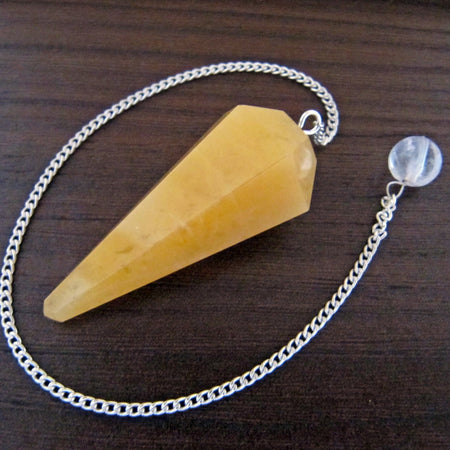 Natural Golden Quartz Dowser Pendulum 6 / Six Faceted Crystal Stone Dowser Pendulum Dowsing for Healing Gemstones