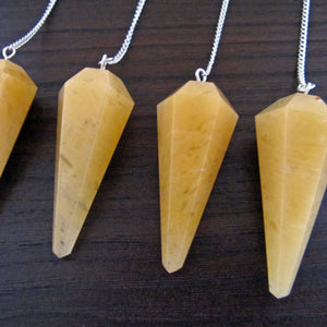 Natural Golden Quartz Dowser Pendulum 6 / Six Faceted Crystal Stone Dowser Pendulum Dowsing for Healing Gemstones