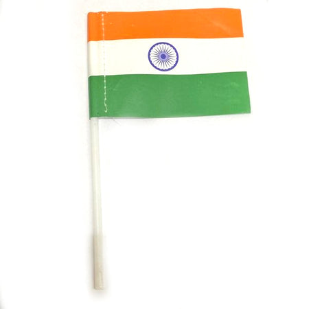 Indian Flag with Plastic Stick India Flag, Indian, Republic Day, Independence, Republic, Independence, National Flag (Pack of 2)