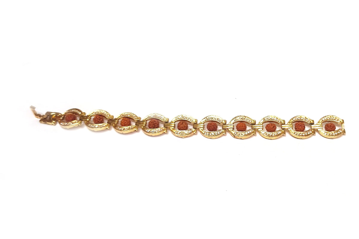 Buy BFC-Golden Cap Rudraksha Bracelet with Sphatik/Red Stone for Men and  Women at Amazon.in
