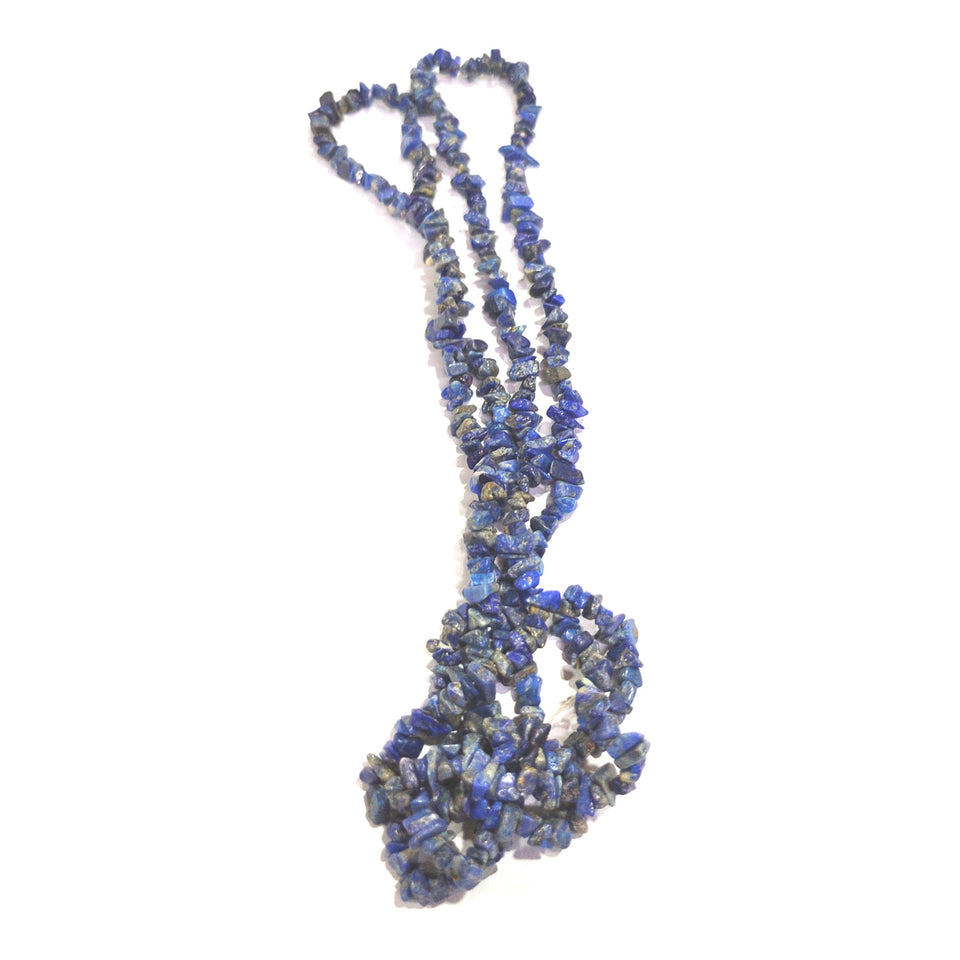 Lapis Lazuli Gemstone Mala Necklace Natural Crystal Stone Uncut Chip AAA Quality Beads Mala for Reiki Healing & Crystal Healing Stone for Unisex