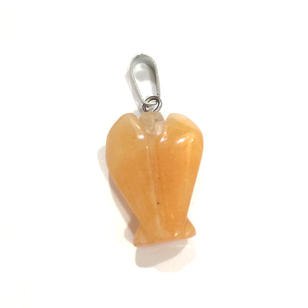 Peach Moonstone Angel Lucky Angel Pendant for Reiki Therapy Natural Crystal Stone Handcrafted Size 1 Inch approx.