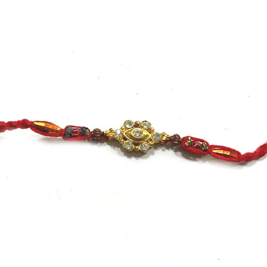 American Diamond Stone Rakhi Raksha bandhan Rakhi and Silk Thread - Beautiful Rakhi RK3