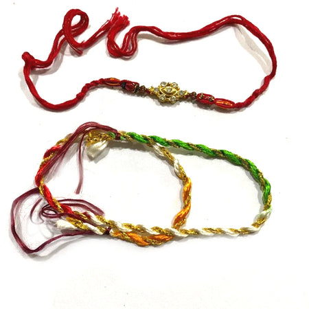 American Diamond Stone Rakhi Raksha bandhan Rakhi and Silk Thread - Beautiful Rakhi RK3