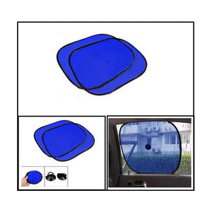 Premium Car Window Sun Shade Sunshade Mesh Type Blue - 4 Pieces (2 Pair) - halfrate.in