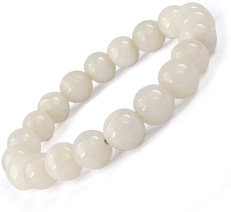 Natural White Agate Bracelet Crystal Stone Round Bead Bracelet for Reiki Healing and Crystal Healing Stones