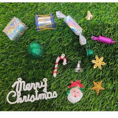 Christmas Decoration Set Small/Mini Christmas Tree Decorations Set (Balls, Bells, Gifts, Drums, Stars, Candy Sticks & Santa Claus and Candy, Merry Christmas Hanging)
