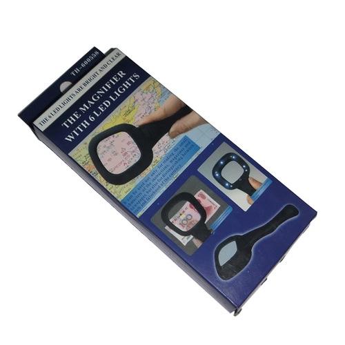 6 LED 3X 60mm Illuminated  UV Money Checker Magnifier Magnifying Glass - halfrate.in