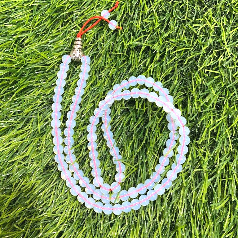 Opalite Jaap Mala Rosery for Pooja and Astrology (108+1 Beads; Bead Size : 6 mm)