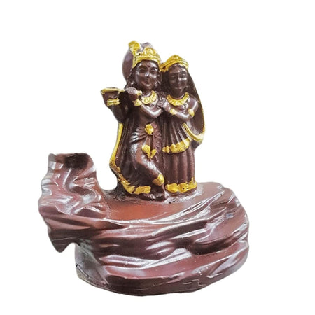 Radha Krishna Smoke Backflow Fountain Cone Incense Holder Decorative Showpiece with Free 10 Smoke Backflow Scented Cone Incense