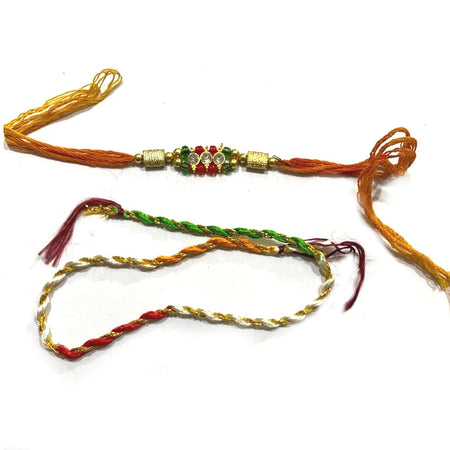 American Diamond Stone Rakhi Raksha bandhan Rakhi and Silk Thread - Beautiful Rakhi RK2