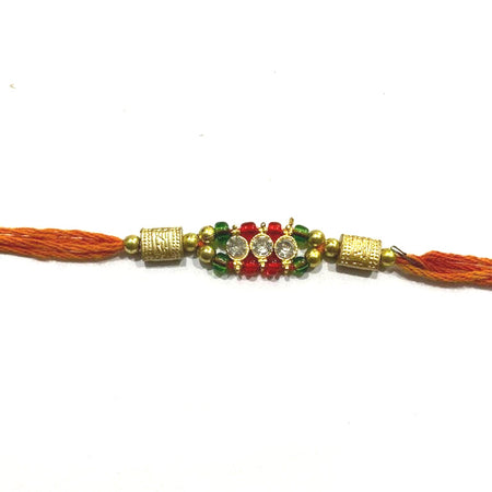 American Diamond Stone Rakhi Raksha bandhan Rakhi and Silk Thread - Beautiful Rakhi RK2